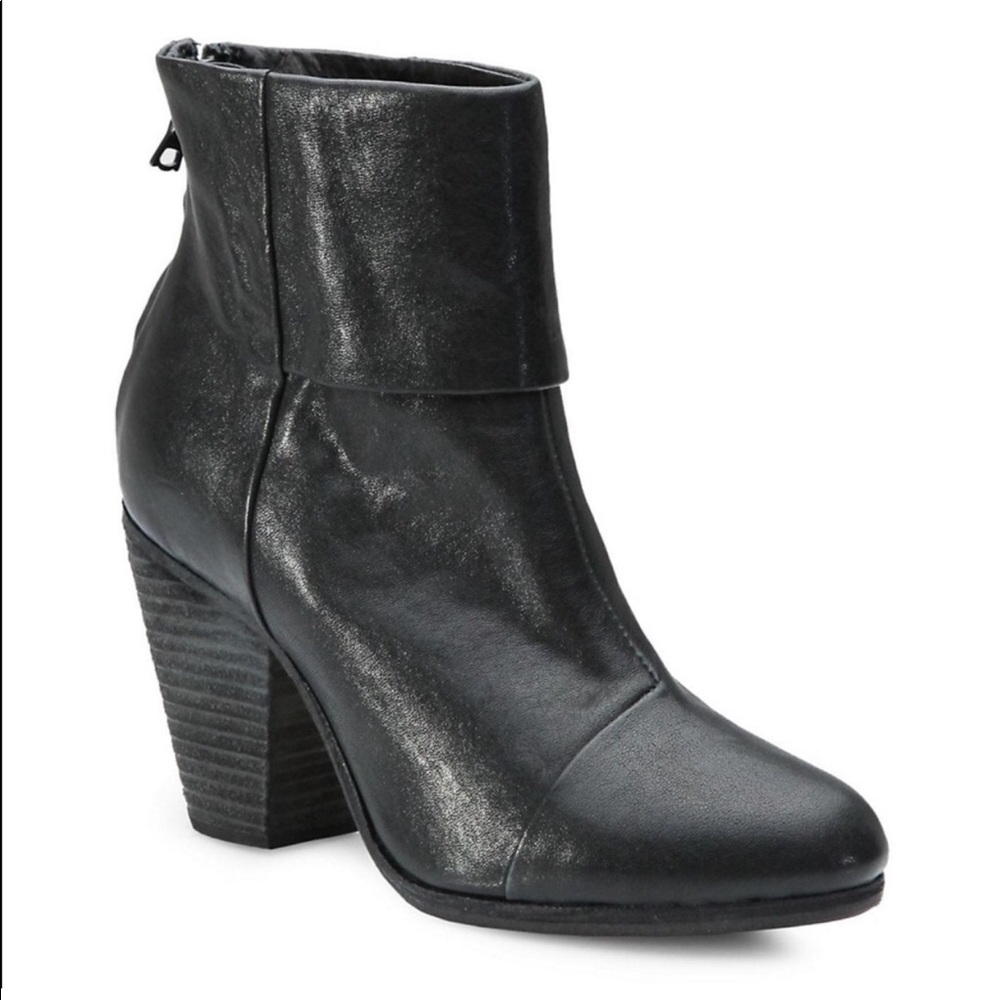 GENTLY WORN Rag & Bone Black Leather Newbury Ankle Boots // Sz 7